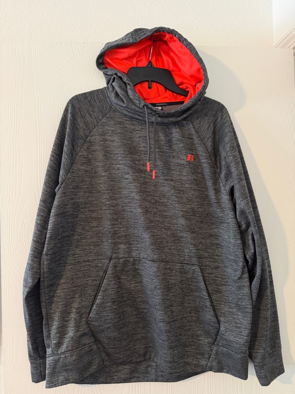 Russell Athletic Men's Gray Hoodie with Orange Lined Hood
